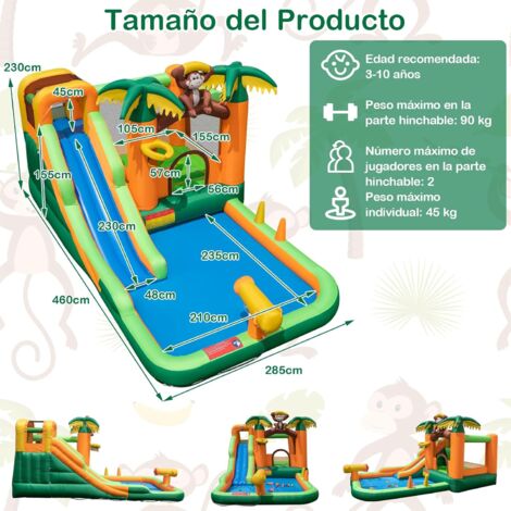 COSTWAY Castillo Hinchable Acuático 4 En 1 Con Tobogán – 564x268x212 Cm – Tema Bombero – Para Niños De 3 A 10 Años – Válido Para Interior Y Exterior (Sin Soplador)