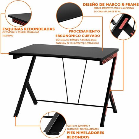 Mesa de gaming y juegos de PC con pies en 'Z' 120 x 60 x 75 cm