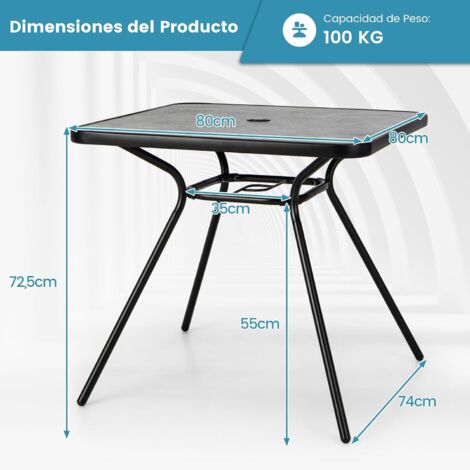 Mesa plegable para patio, mesa de comedor de madera para exteriores,  muebles de exterior, resistente a la intemperie, con un agujero para  paraguas