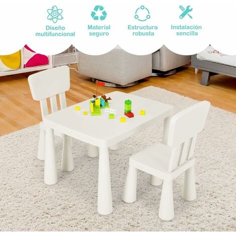 Juego de mesa y 2 sillas de madera para niños HOMCOM Ø59x50 cm
