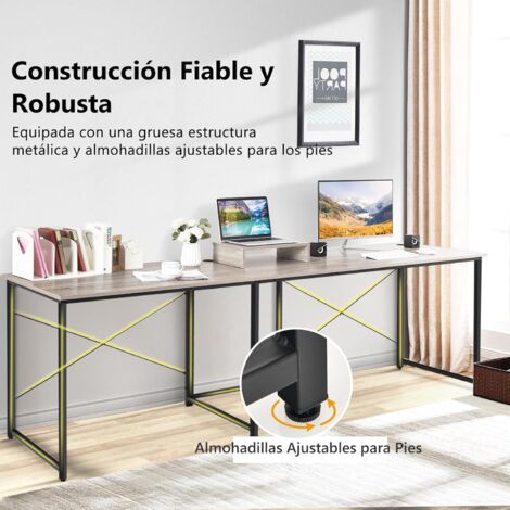 Escritorio de Computadora Grande en Forma de L con 2 Orificios para Cables  y 2 Estantes 130 x 130 x 74 cm Blanco - Costway