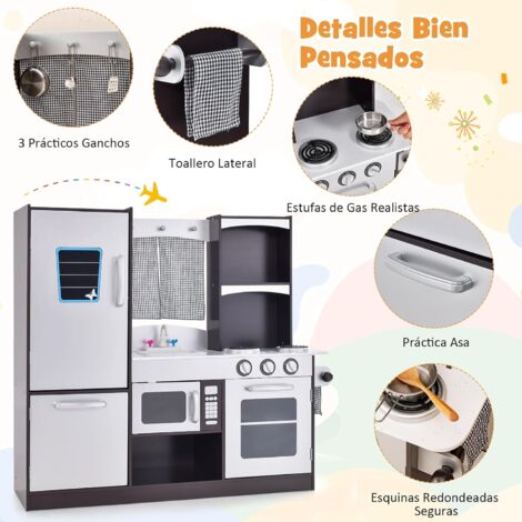 COSTWAY Cocina de Juguete de Madera con Accesorios, Juego de