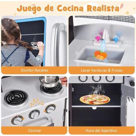 COSTWAY Cocina de Juguete de Madera con Accesorios, Juego de