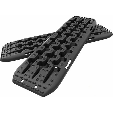 COSTWAY Tablas de Tracción Todoterreno, Alfombrillas de Tracción de 2 Piezas para Nieve, Extracción y Recuperación de Vehículos, para Llantas y Alfombrilla de Tracción (Negro, 107 x 31 x 7 cm)