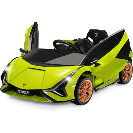 COSTWAY Coche Montable, Vehículo Eléctrico Lamborghini de Batería 12 V con Mando 2,4 G, Luces LED, MP3, Música, Bocina, 2 Puertas, Suspensión de Muelles, Coche Montable para Niños y Niñas (Verde)