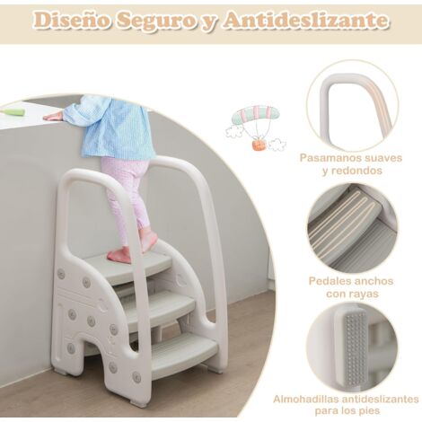 Leogreen Taburete Niños de 3 Niveles, Taburete Infantil Altura Ajustable,  Taburete de Plástico, Plataforma Antideslizante, para