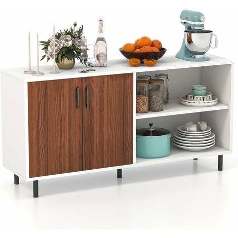 Aparador moderno, elegante gabinete de buffet con patas de metal, estante  ajustable, dispositivo de rebote de puerta, mesa consola de madera para