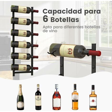 COSTWAY Botellero de Pared para 6 Vinos, Soporte Metal Inoxidable para  Botellas de Vino, Estante de Vino de Pared, Almacenaje de Botellas de Vino