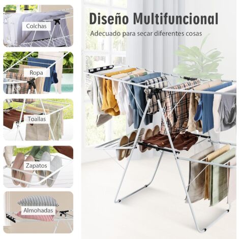COSTWAY Tendedero de Niveles, Tendederos Plegables con Alas