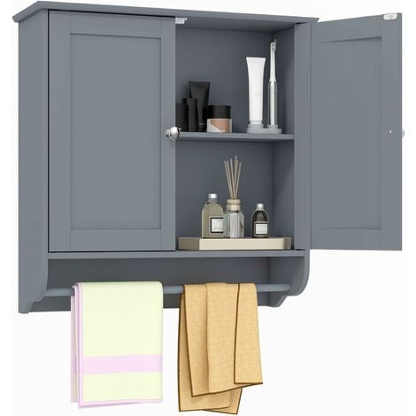  Mueble de pared para baño con acabado de madera blanca y  estante inferior de almacenamiento. : Hogar y Cocina