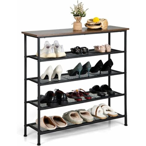 Zapatero de 3 niveles para armario de tela de malla estrechos de metal,  organizador de almacenamiento de zapatos pequeño para entrada, pasillo
