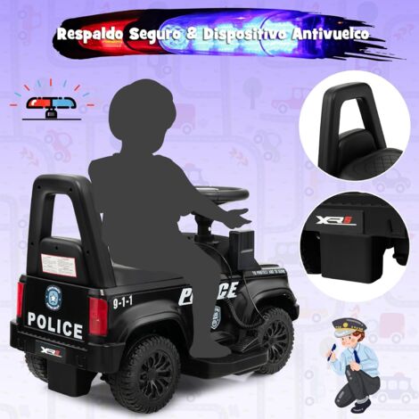 COSTWAY Coche Eléctrico De Policía Para Niños – 6V Con Luces, Sirena, Megáfono Y Música (18-60 Meses)
