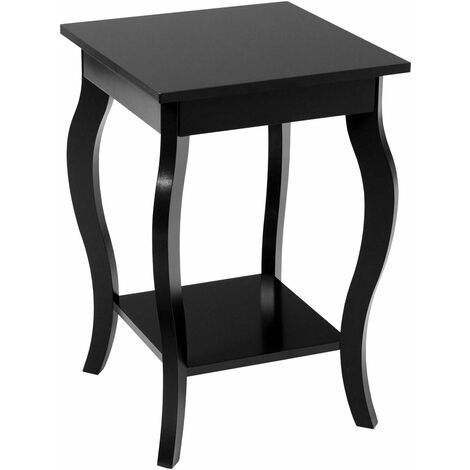 COSTWAY Mesa Auxiliar, Mesa de Acento con Patas Curvadas Elegante, Estantes de Almacenamiento Abiertos de 2 Niveles, Mesilla de Noche para Salón Entrada Dormitorio, 40x40x60cm (1/5)