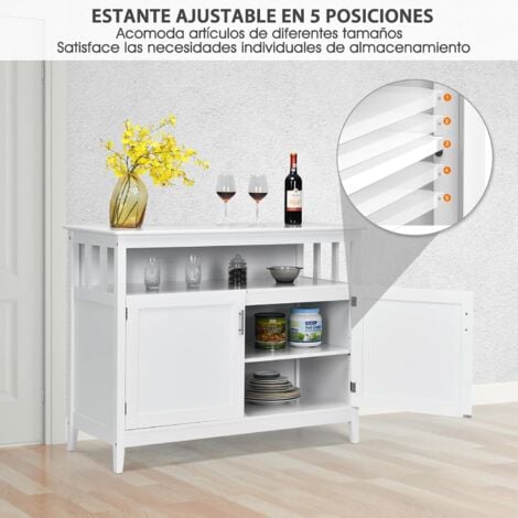 COSTWAY Aparador Industrial de Cocina, Mesa Auxiliar con 2 Puertas y  Estante Abierto, Mueble Auxiliar de