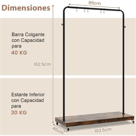 Perchero de pie, fabricado con estructura metálica desmontable