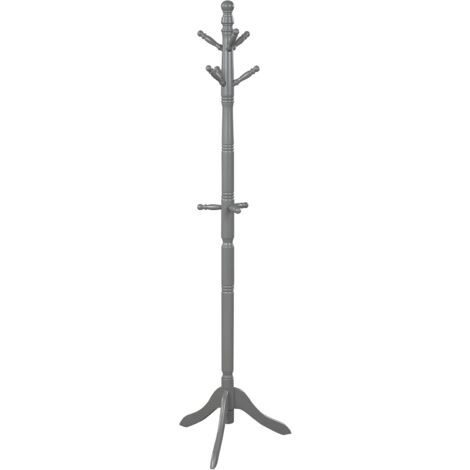 COSTWAY Perchero con 3 Patas de Madera, 9 Ganchos, Alturas Ajustable, Perchero de Pie con Forma de Árbol, para Gorras, Bolsas y Ropas, para Dormitorio, Entrada (Gris)
