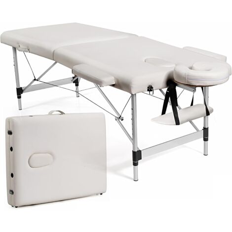 COSTWAY Mesa de Masaje Plegable de Metal, Cama de Masaje Portátil con Bolsa de Transporte, Reposacabezas y Reposabrazos Desmontables, Ancho de 70 cm, Cama Profesional para Hogar, Soporta hasta 250 kg (1/5)