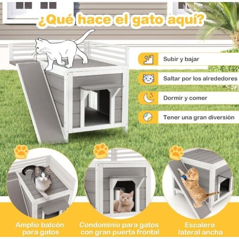 MASCOTA TOP/Casa para Gato Mediana con Terraza