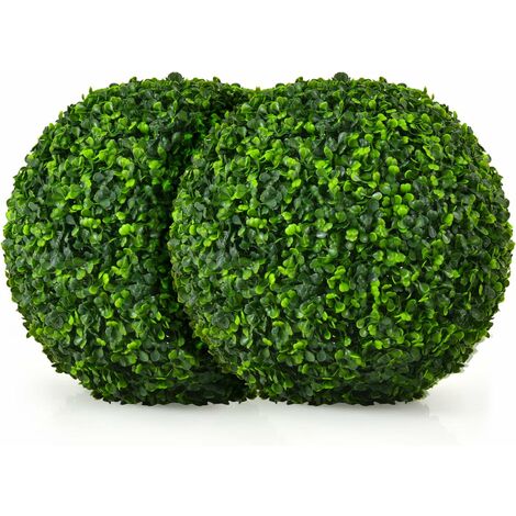 COSTWAY 2 Piezas Bola Topiaria Artificial, Bola Topiaria Artificial Planta Falsa Realista de 40 cm, Bolas de Imitación Decorativa para Jardín, Balcón, Boda, Hojas de PE (1/5)
