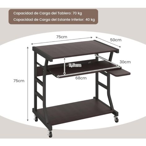 Soporte de torre para computadora, mesa de impresora, estante de  almacenamiento extraíble, soporte rodante para CPU, soporte de impresora de  madera