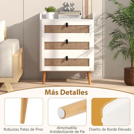 Mueble tres cajones madera y cestas| Tiendas MGI