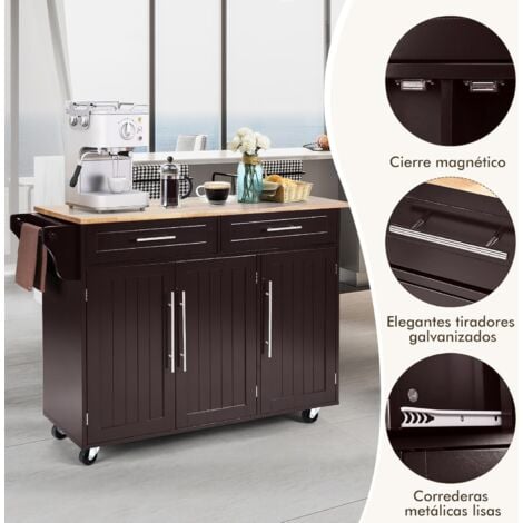 COSTWAY Carro de Cocina con un Cajón, Mesa Auxiliar Cocina con