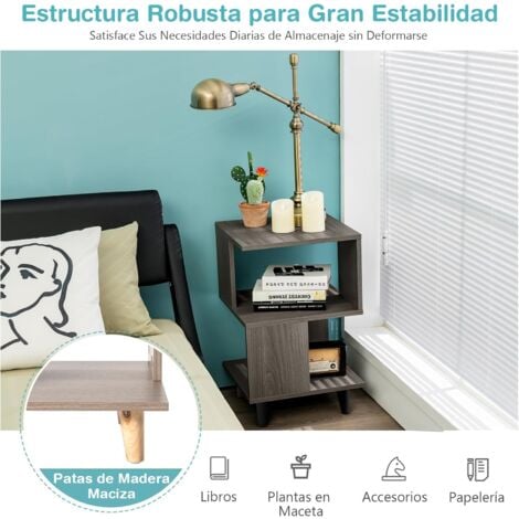 Yaheetech Mesa Auxiliar con Estantes 45 x 35 x 75 cm Vintaje Mesitas de  Noche para Salón Dormitorio Sala de Estar de Estilo Rústico para Espacios  Límites