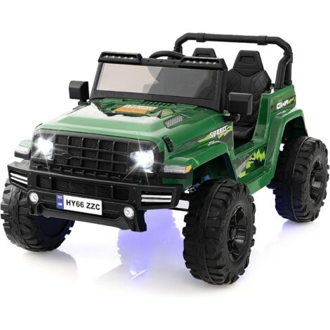 COSTWAY Coche Eléctrico para Niños 2 Plazas 24V, Coche Bateria Infantil con Control Remoto, Música, Bluetooth, Luces LED, 2 Velocidades, Vehículo Eléctrico con Arranque Lento para Niños (Verde)