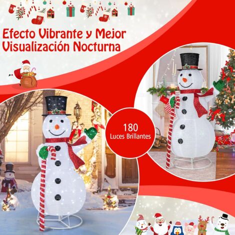 Muñeco De Nieve Navideño Con Luces LED - Decoración Para Jardín O Interior, 127 Cm De Alto, Incluye Pájaros Rojos Y Estacas