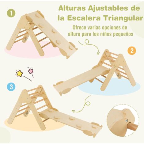 Escalera montessori de madera maciza natural | Triángulo Pikler – Most Deco