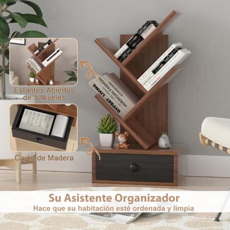Estante de escritorio de madera, estantería pequeña, organizador para el  hogar y la oficina, estantería de pie, estante de almacenamiento, para