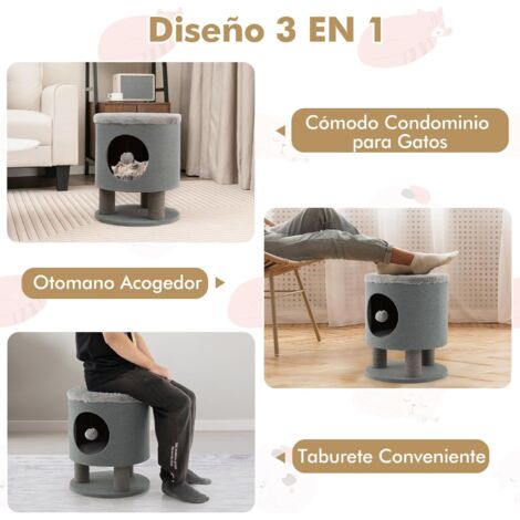 Cama Gato Verano Cama-Cueva Para Gatos Relaxdays Con Taburete