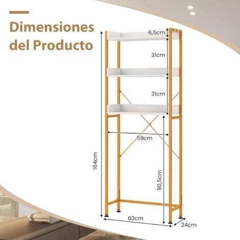 Estantería Para Lavadora 3 Pisos - Metal Y Tablero DM | Ajustable Y Sin Taladro | Ideal Para Baño, Lavandería O Balcón
