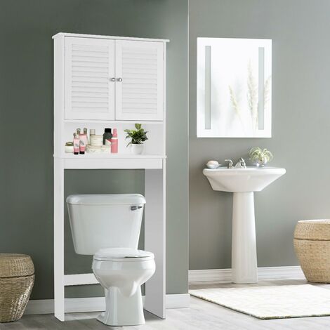 Mueble para baño Auxiliar sobre Inodoro o Lavadora 2 Puertas y 2 Estantes  Gris