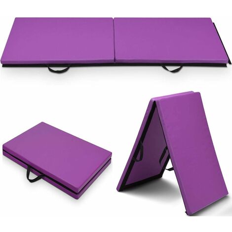 COSTWAY Estera de Yoga Cojín Alfombra de Gimnasia Fitness Ejercicio Plegable Portátil Azul Morado Morado