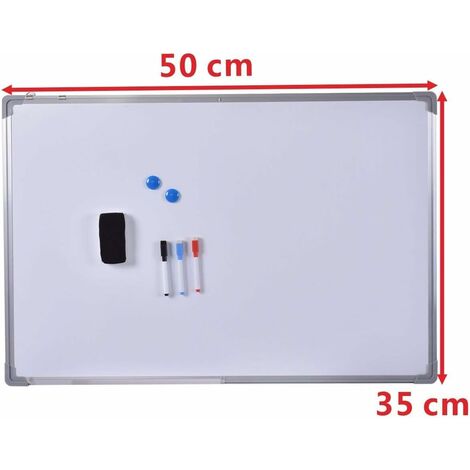 COSTWAY Tablero de Pizarra Blanca Recordatorio Magnético Placa Notas con Marco de Aluminio 5035CM