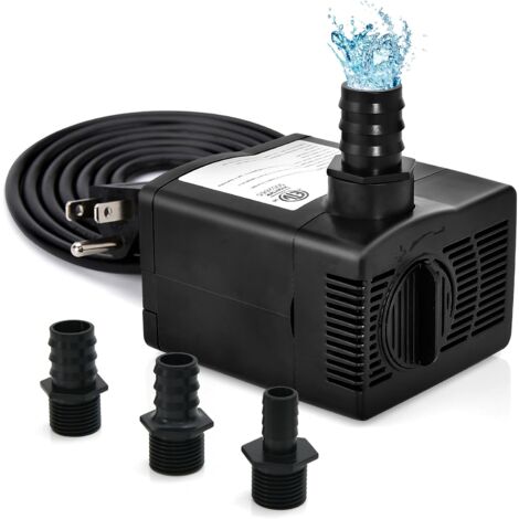 COSTWAY Bomba Sumergible 1450L/H (30W), Bomba de Agua para Fuente con Elevación de 2,5M de Altura, Cable de Alimentación de 1,83m y 3 Boquillas para Pecera, Hidropónico, Estanque, Acuario (30W)