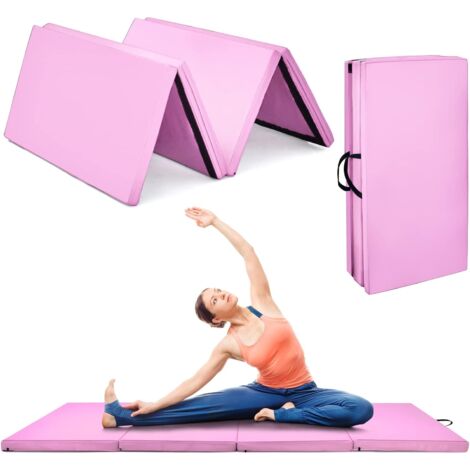COSTWAY Colchoneta Gimnasia de 240 x 120 x 5 cm, Colchoneta de Ejercicio Plegable con Manija de Transporte,Impermeable, Cuero de PU Desmontable, para Yoga Fitness Hogar (1/5)