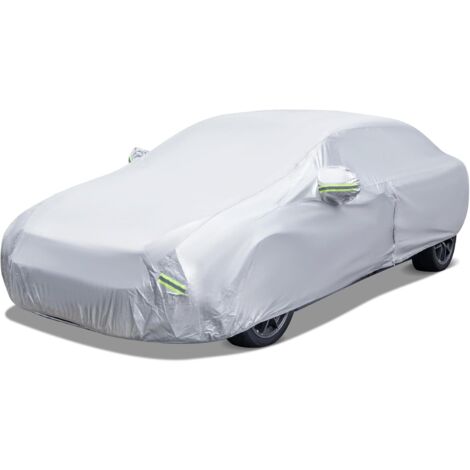 COSTWAY Funda Coche Exterior, Funda para Coche Universal A Prueba de Rayos UV, Lluvia, Cubierta del Coche con Puerta con Cremallera, Tiras Reflectantes y Bolsa de Almacenamiento (479 x 173 x 115 cm)