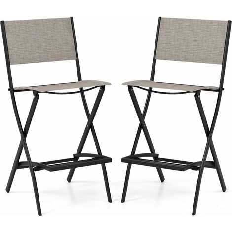 COSTWAY 2 Sillas Altas Plegable Jardin, Sillas Jardin Exterior Textilene con Reposapiés, Sillas Terraza Exterior, 46 x 57 x 102 cm, Carga 150kg (1/5)