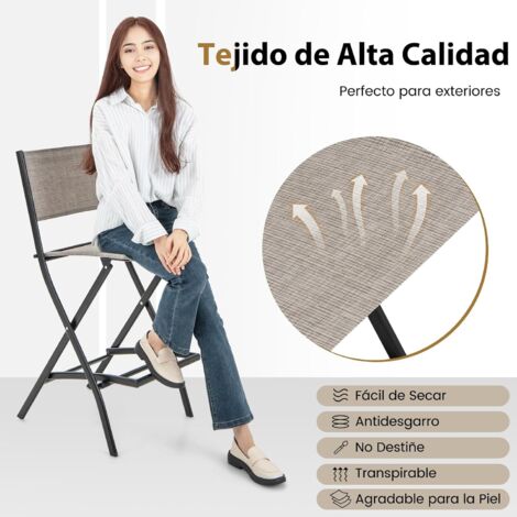 Juego De 2 Sillas De Jardín COSTWAY Con Tejido Textilene | Negro, Marco De Metal Reforzado, 200 Kg De Capacidad | Para Terraza, Piscina O Interior