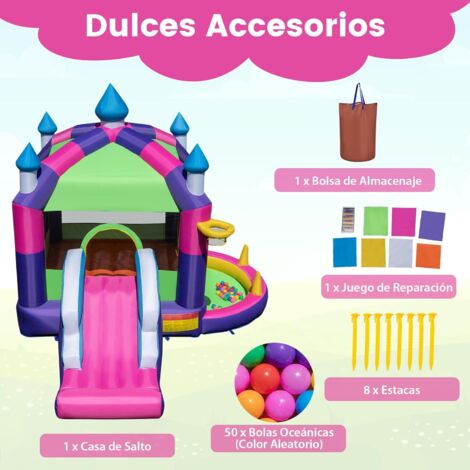 Casa Inflable para Niños Castillo Hinchable con Área para Saltar Tobogán Kit de Reparación (sin Compresor) 250 x 197 x 143 cm