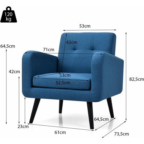 Sillón Tapizado Homcom - Estilo Nórdico Con Patas De Madera (120kg)