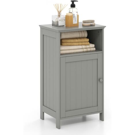 COSTWAY Armario para Baño, Mueble Multifuncional con Puerta Individual y Repisa Regulable, Organizador, Despensa para Casa Salón Dormitorio Oficina (Gris) (1/5)