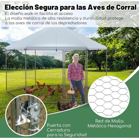 Gallinero Gallinero Casa Galvanizada Jaula De Conejo 3x4x2m Jaula De Gallinero Techo De PE