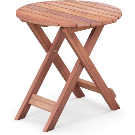 COSTWAY Mesa Auxiliar Plegable Madera Acacia, Mesa Terraza Exterior Redonda, Mesa Auxiliar Jardin Exterior Interior Piscina Patio, 46 cm x 45 cm, Natural