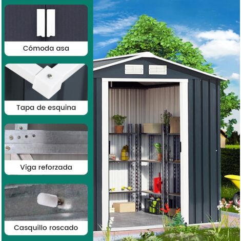 COSTWAY Caseta Jardin Exterior, Cobertizo de Jardín Exterior 173 x 97x  134cm, Caja de Almacenamiento Caseta