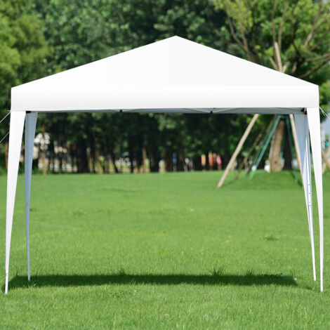 COSTWAY 3x3m Pabellón de Jardín Plegable Carpa para Fiestas Cerveza Gazebo Bolsa de Transporte Blanco (1/5)