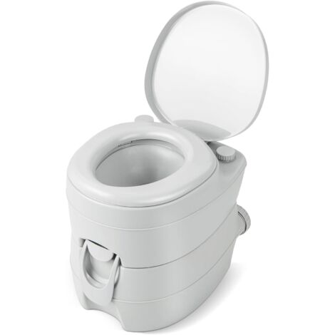 COSTWAY Inodoro Portátil, Cómoda Compacta para Interiores Y Exteriores con Tanque de Desechos Desmontable de 20 L, Asiento a Prueba de Fugas, Bomba de Descarga, para Acampar, Viajes, Pesca