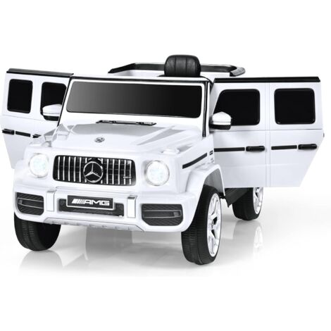 COSTWAY Coche Electrico para Niños 12V Mercedes-Benz G63, Coche de Paseo para Niños, Juguete Eléctrico Motorizado para Niños con Control Remoto, Luces, Música, Bocina, Sistema de Suspensión (Blanco) (1/5)